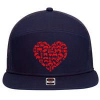 Gamer Video Games Heart Valentines Day Lover 7 Panel Mesh Trucker Snapback Hat