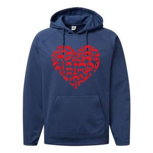 Gamer Video Games Heart Valentines Day Lover Performance Fleece Hoodie