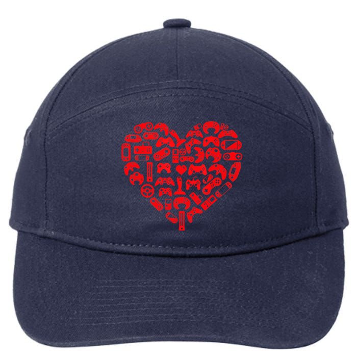 Gamer Video Games Heart Valentines Day Lover 7-Panel Snapback Hat