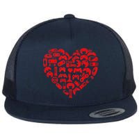 Gamer Video Games Heart Valentines Day Lover Flat Bill Trucker Hat