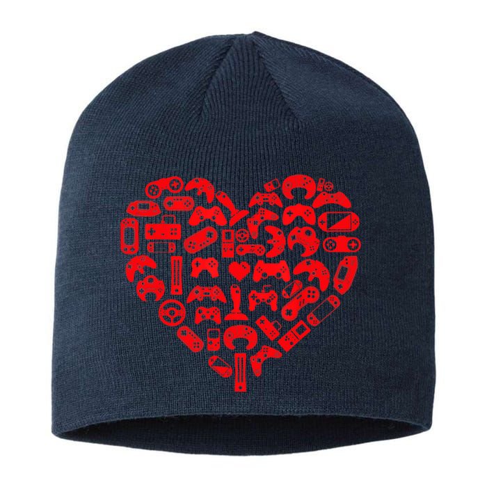 Gamer Video Games Heart Valentines Day Lover Sustainable Beanie