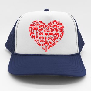 Gamer Video Games Heart Valentines Day Lover Trucker Hat