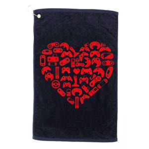 Gamer Video Games Heart Valentines Day Lover Platinum Collection Golf Towel