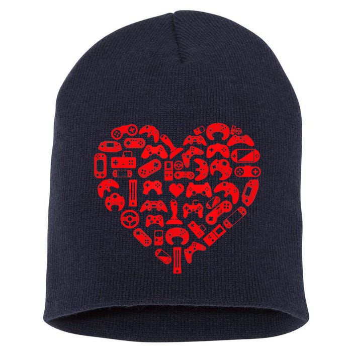 Gamer Video Games Heart Valentines Day Lover Short Acrylic Beanie