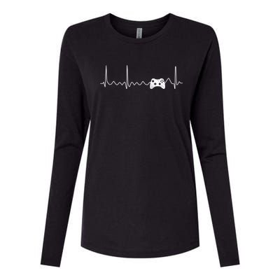 Gamer Video Game Controller Heartbeat Gamer Gift Womens Cotton Relaxed Long Sleeve T-Shirt