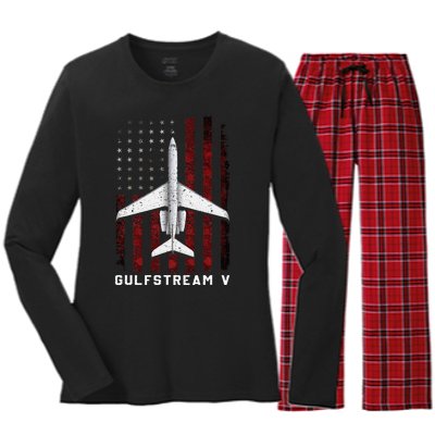 Gulfstream V G5 Jet G5 Plane Gulfstream 5 Gulfstream Gv Women's Long Sleeve Flannel Pajama Set 