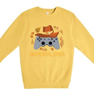 Gamerpilgrim Video Game Controller Funny Thanksgiving Game Gift Premium Crewneck Sweatshirt