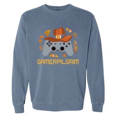 Gamerpilgrim Video Game Controller Funny Thanksgiving Game Gift Garment-Dyed Sweatshirt