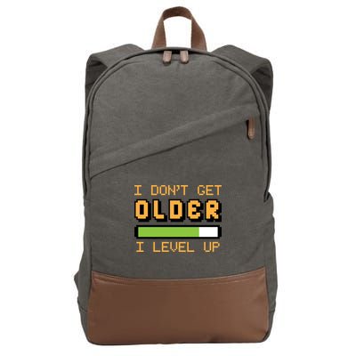 Geek Video Game Gamer Birthday I Dont Get Older I Level Up Gift Cotton Canvas Backpack