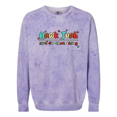 Groovy Vintage Hawk Tuah Spit On That Thing Gift Colorblast Crewneck Sweatshirt