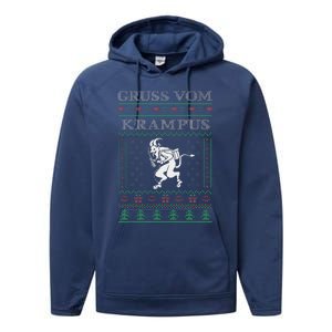 Gruss Vom Krampus Goth Ugly Christmas Sweater Performance Fleece Hoodie