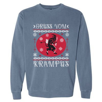 Gruss Vom Krampus. Goth Christmas Ugly Sweater Garment-Dyed Sweatshirt