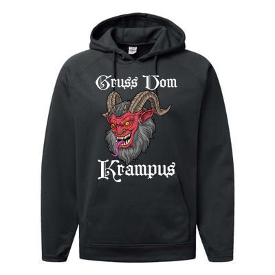 Gruss Vom Krampus Germanic Christmas Demon Merry Krampus Performance Fleece Hoodie