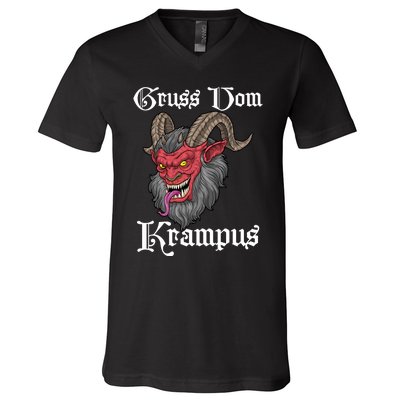 Gruss Vom Krampus Germanic Christmas Demon Merry Krampus V-Neck T-Shirt