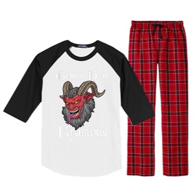 Gruss Vom Krampus Germanic Christmas Demon Merry Krampus Raglan Sleeve Pajama Set