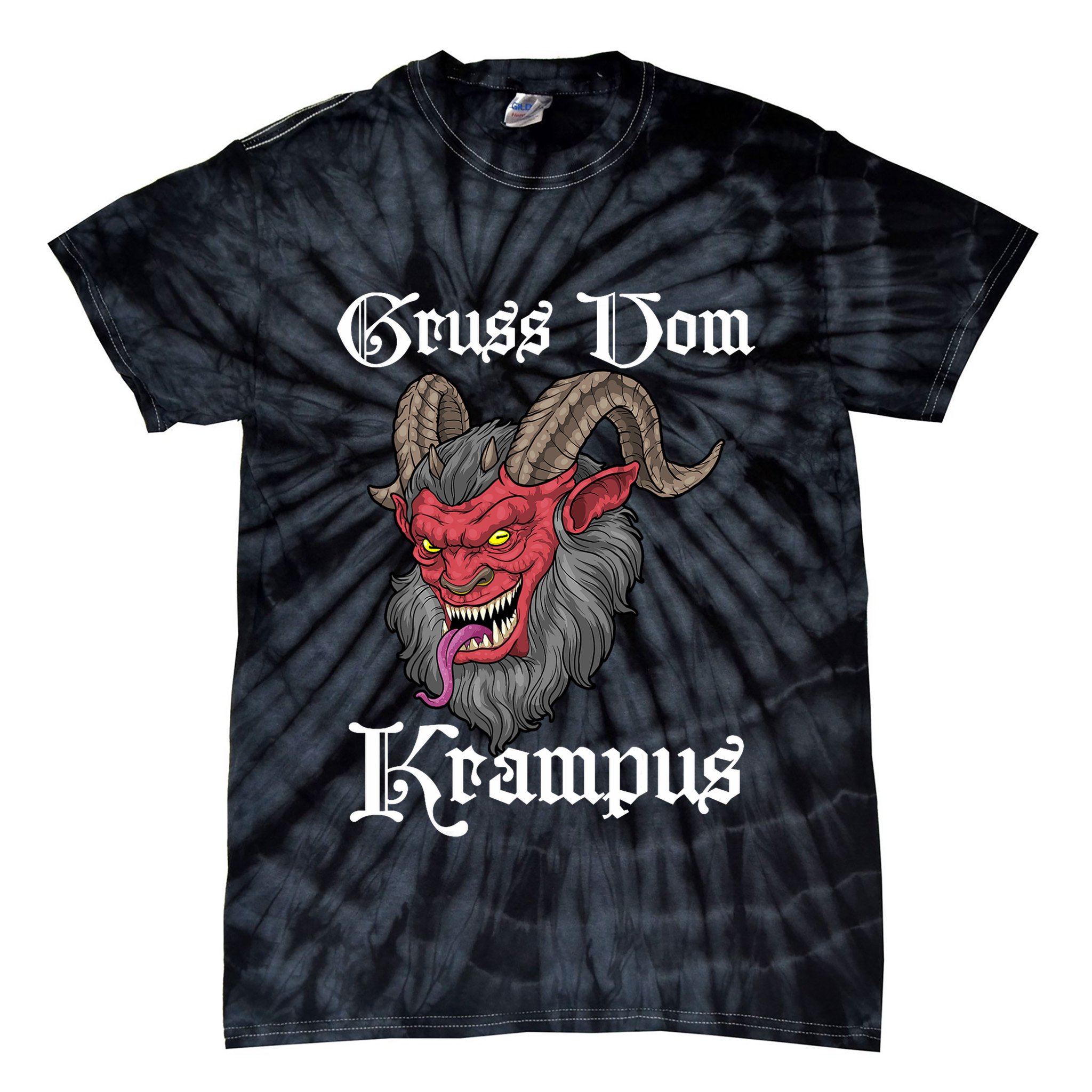 Gruss Vom Krampus Germanic Christmas Demon Merry Krampus Tie-Dye T-Shirt