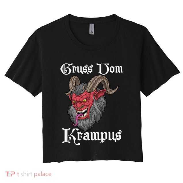 Gruss Vom Krampus Germanic Christmas Demon Merry Krampus Crop Top
