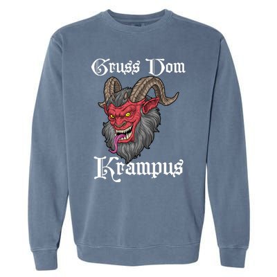 Gruss Vom Krampus Germanic Christmas Demon Merry Krampus Garment-Dyed Sweatshirt