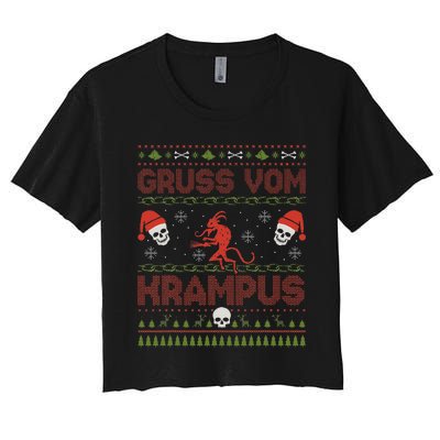 Gruss Vom Krampus Goth Christmas Ugly Sweater Krampus Xmas Women's Crop Top Tee