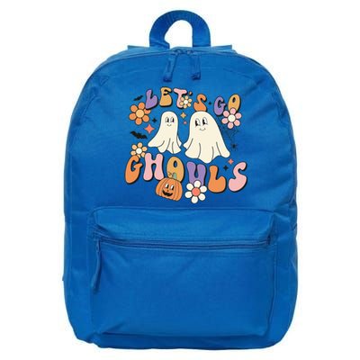 Groovy Vintage Lets Go Ghouls Halloween Cute Ghost Costume Gift 16 in Basic Backpack