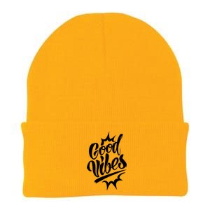 Good Vibes Motivational Quote Knit Cap Winter Beanie