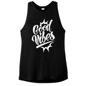 Good Vibes Motivational Quote Ladies PosiCharge Tri-Blend Wicking Tank