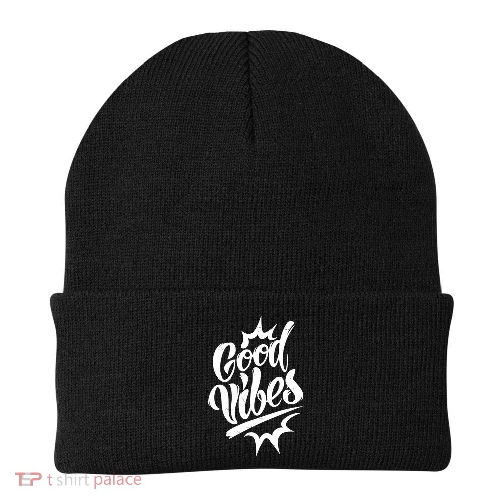 Good Vibes Motivational Quote Beanie