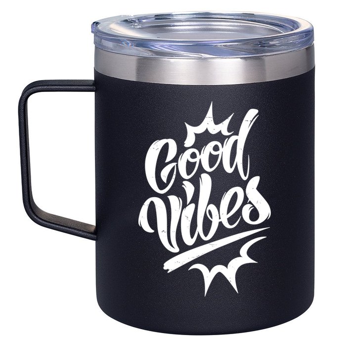 Good Vibes Motivational Quote 12oz Stainless Steel Coffee Mug