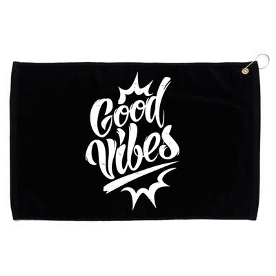 Good Vibes Motivational Quote Grommeted Golf Towel