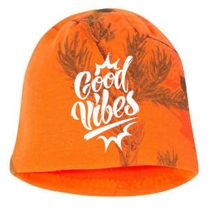 Good Vibes Motivational Quote Kati - Camo Knit Beanie