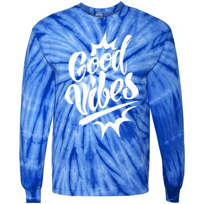 Good Vibes Motivational Quote Tie-Dye Long Sleeve Shirt