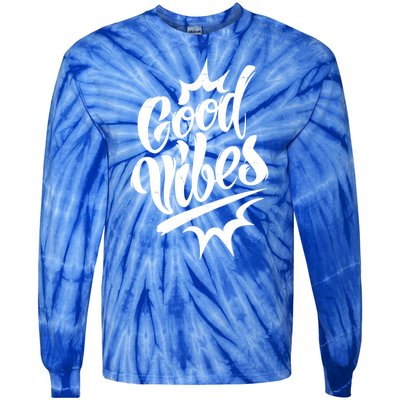 Good Vibes Motivational Quote Tie-Dye Long Sleeve Shirt