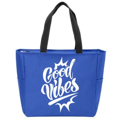 Good Vibes Motivational Quote Zip Tote Bag