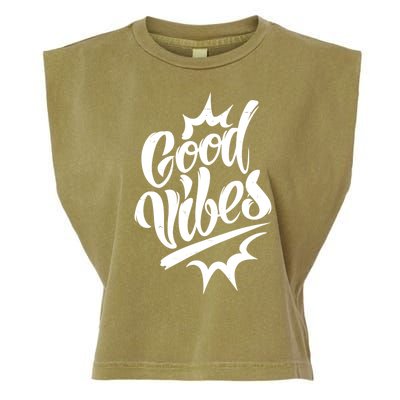 Good Vibes Motivational Quote Garment-Dyed Women's Muscle Tee