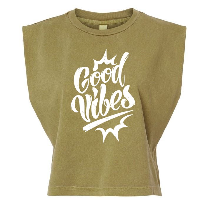 Good Vibes Motivational Quote Garment-Dyed Women's Muscle Tee
