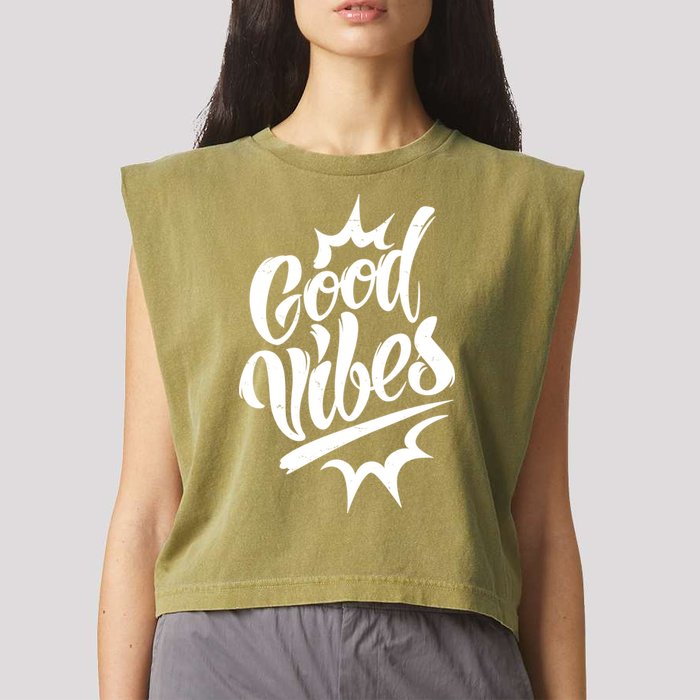 Good Vibes Motivational Quote Garment-Dyed Women's Muscle Tee