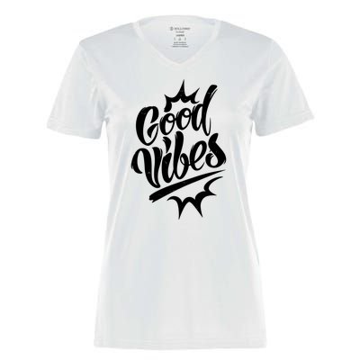 Good Vibes Motivational Quote Women's Momentum V-Neck T-Shirt