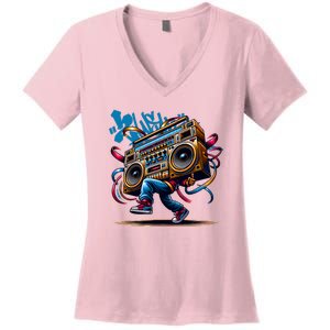 Graffiti Vibes: My GenerationS Boombox Beats Women's V-Neck T-Shirt