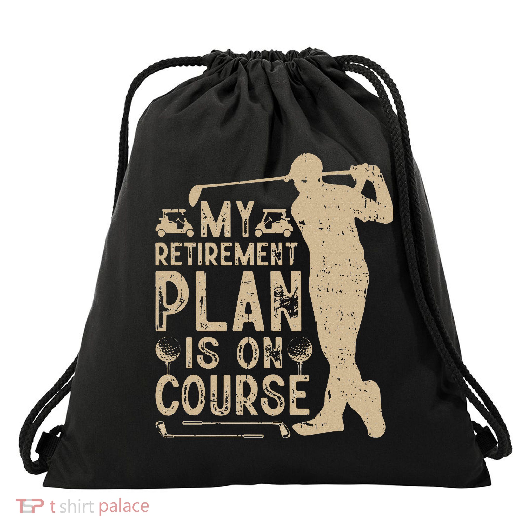 Golf vintage My Retirement Plan Golfing Golf Drawstring Bag