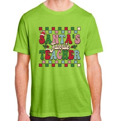 Groovy Vinatge Merry Christmas SantaS Favorite Teacher Gift Adult ChromaSoft Performance T-Shirt