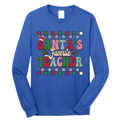 Groovy Vinatge Merry Christmas SantaS Favorite Teacher Gift Long Sleeve Shirt