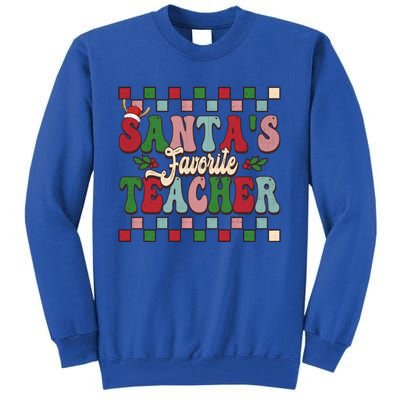 Groovy Vinatge Merry Christmas SantaS Favorite Teacher Gift Tall Sweatshirt