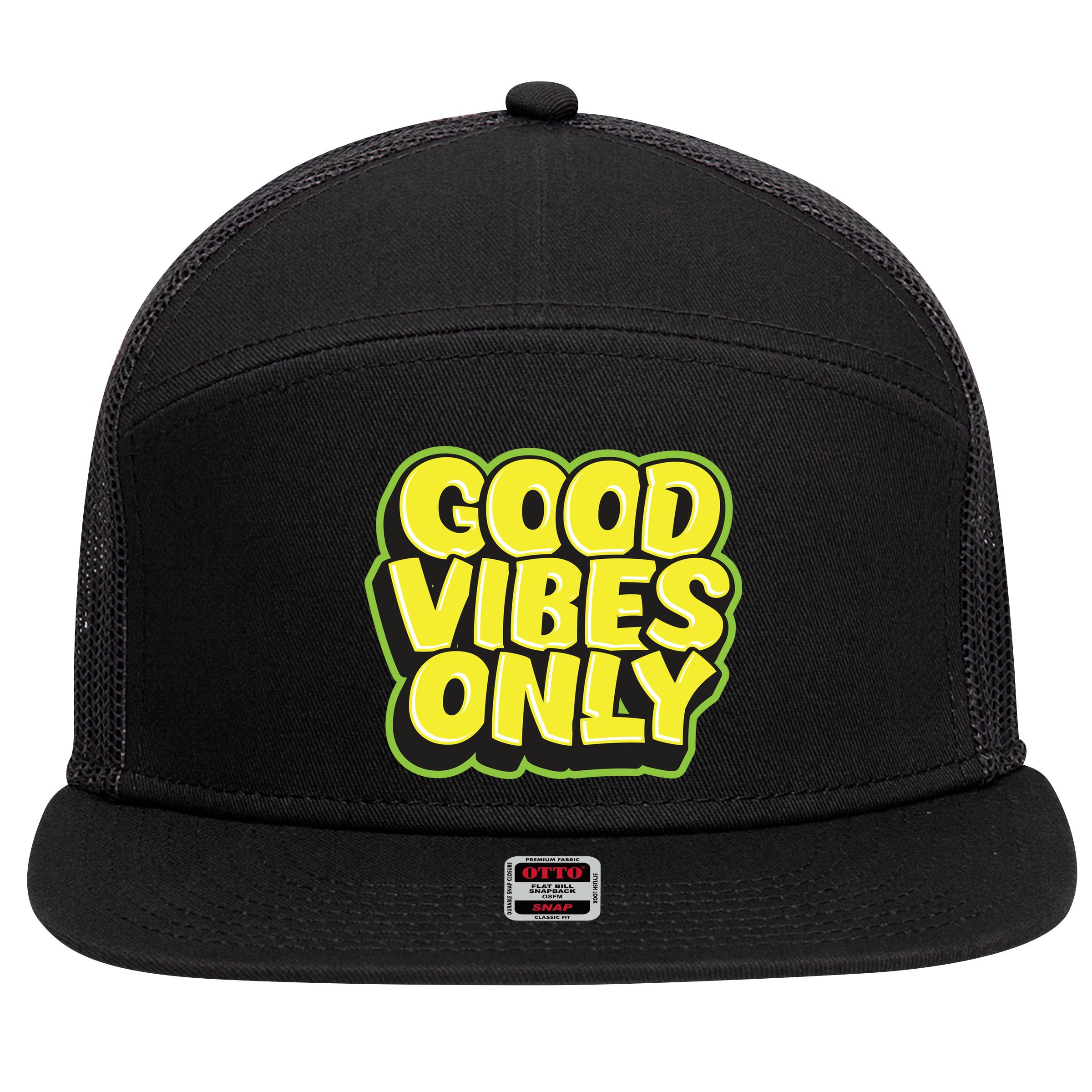 Good Vibes Only 7 Panel Mesh Trucker Snapback Hat
