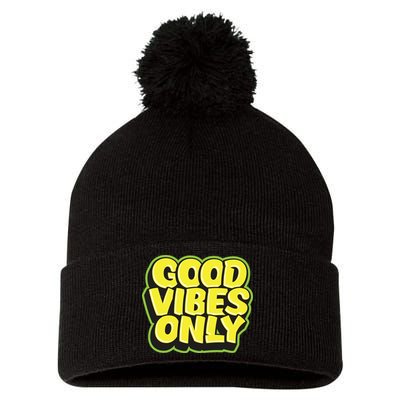 Good Vibes Only Pom Pom 12in Knit Beanie