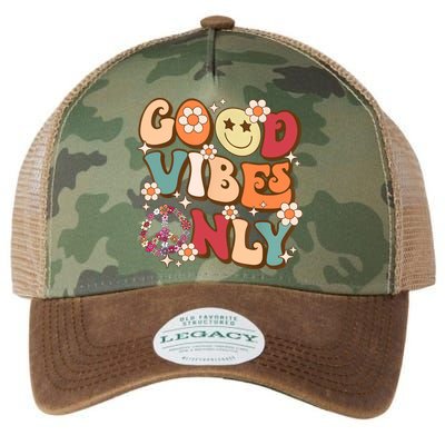 Good Vibes Only Peace Love 60s 70s Tie Dye With Retro Groovy Legacy Tie Dye Trucker Hat