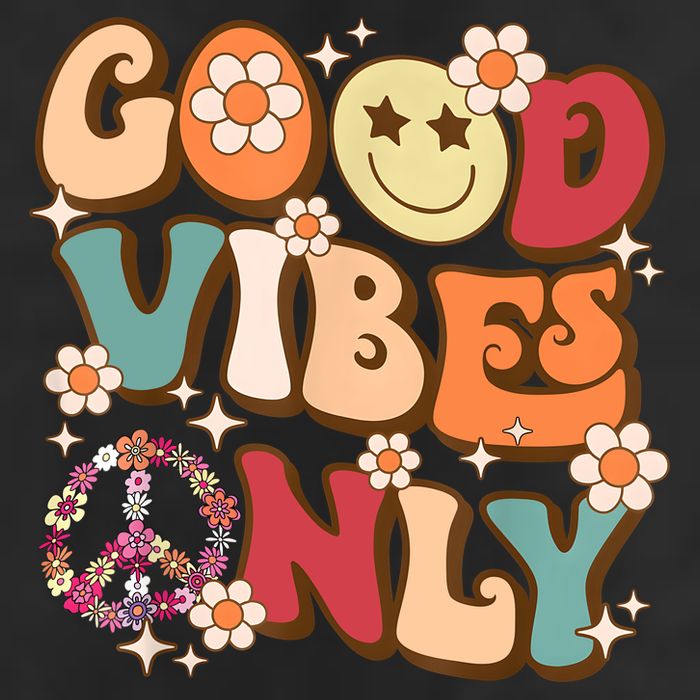 Good Vibes Only Peace Love 60s 70s Tie Dye With Retro Groovy 7 Panel Mesh Trucker Snapback Hat