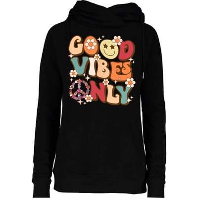 Good Vibes Only Peace Love 60s 70s Tie Dye With Retro Groovy Womens Funnel Neck Pullover Hood