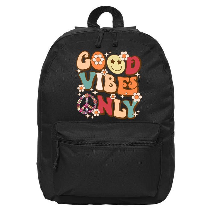 Good Vibes Only Peace Love 60s 70s Tie Dye With Retro Groovy 16 in Basic Backpack