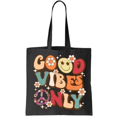 Good Vibes Only Peace Love 60s 70s Tie Dye With Retro Groovy Bag