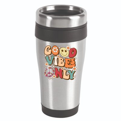 Good Vibes Only Peace Love 60s 70s Tie Dye With Retro Groovy 16oz Travel Tumbler